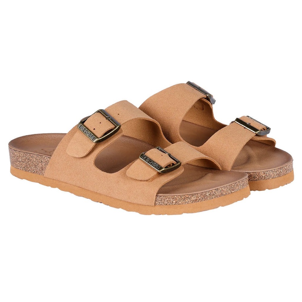 Sketchers luxe foam suede sandals tan size 10 NWT in a box - Picture 1 of 7